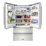 ZLINE 36" Autograph Edition 22.5 cu. ft Freestanding French Door Refrigerator with Ice Maker in Fingerprint