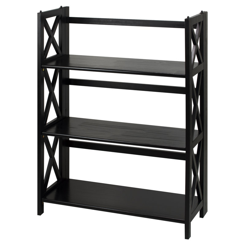 Bibliothèque pliante à 3 tablettes, Noir, noir, noir, noir