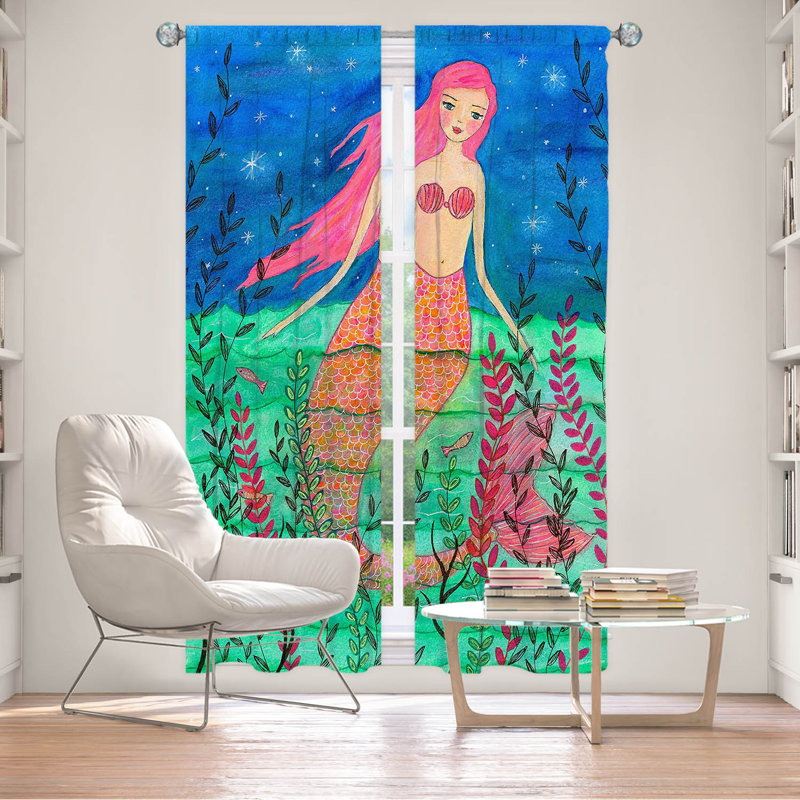 Ensemble de rideaux en polyester 2 pièces June Mermaid, L 20 po x L 61 po