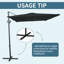 Parasol semi-incliné 10 po x 6,5 pi en aluminium gris anthracite, manivelle 360 °, résistant au vent-1888653187