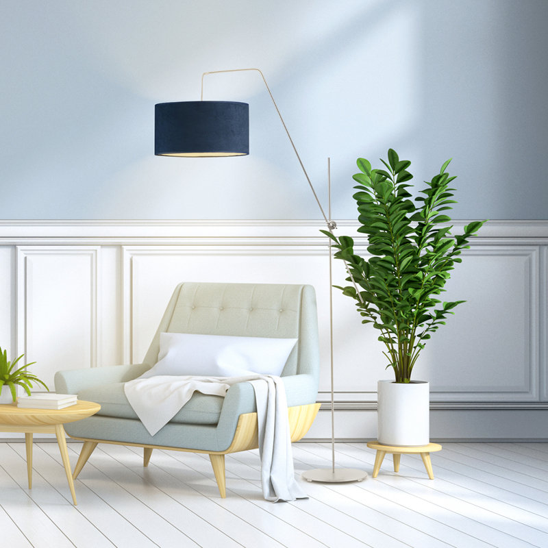 Lurlyne 176cm Task Floor Lamp, Navy/Gold