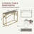 Glam Geometric Gold Metal Console Table with Mosaic Grid Mirrored Top