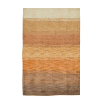 Hand Knotted Wool Striped Area Rug
