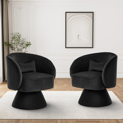 Upholstered Swivel Barrel Chair (Set Of 2)
