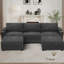 Canapé en U 108 po avec 2 repose-pieds, canapé modulaire convertible 5 places avec accoudoirs de rangement et porte-gobelets, canapé en chenille confortable avec sièges profonds pour le salon-1073064683