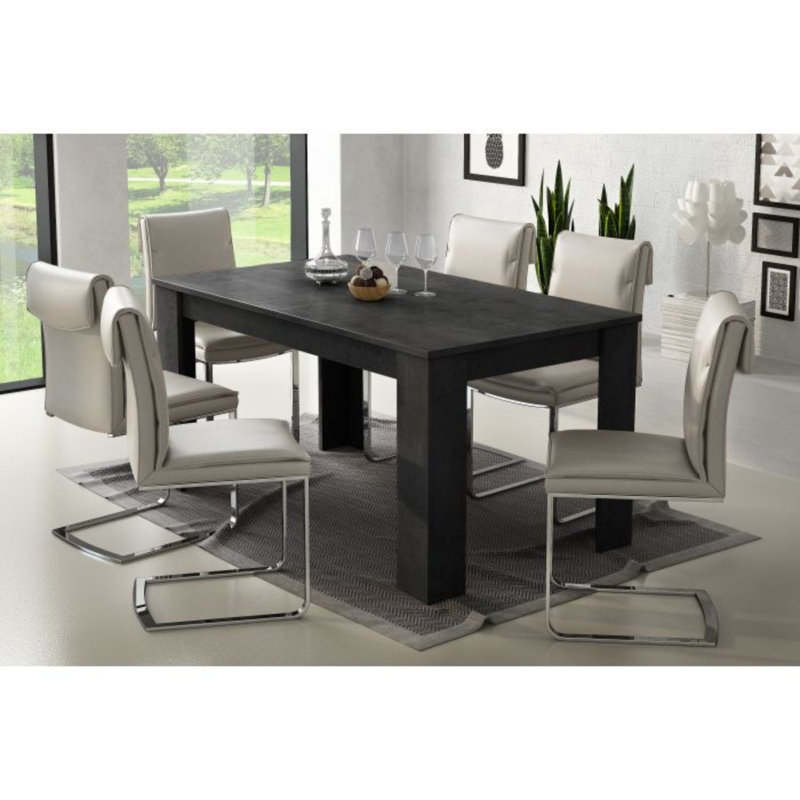 Dishad Extendable Oak Dining Table, Black