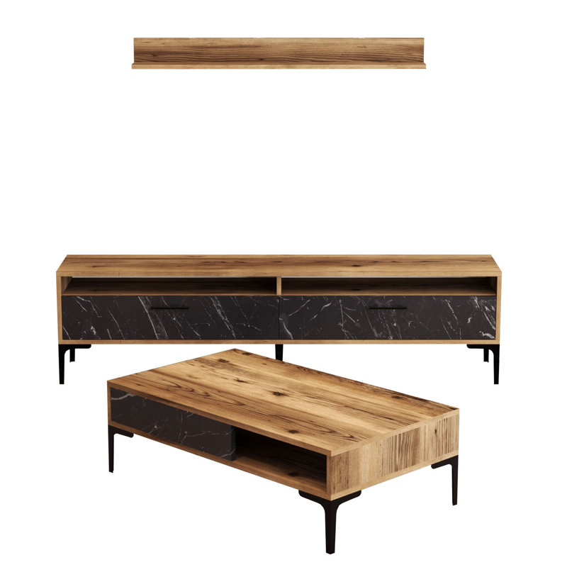 Ensemble de meubles de salon, Brun / Noir