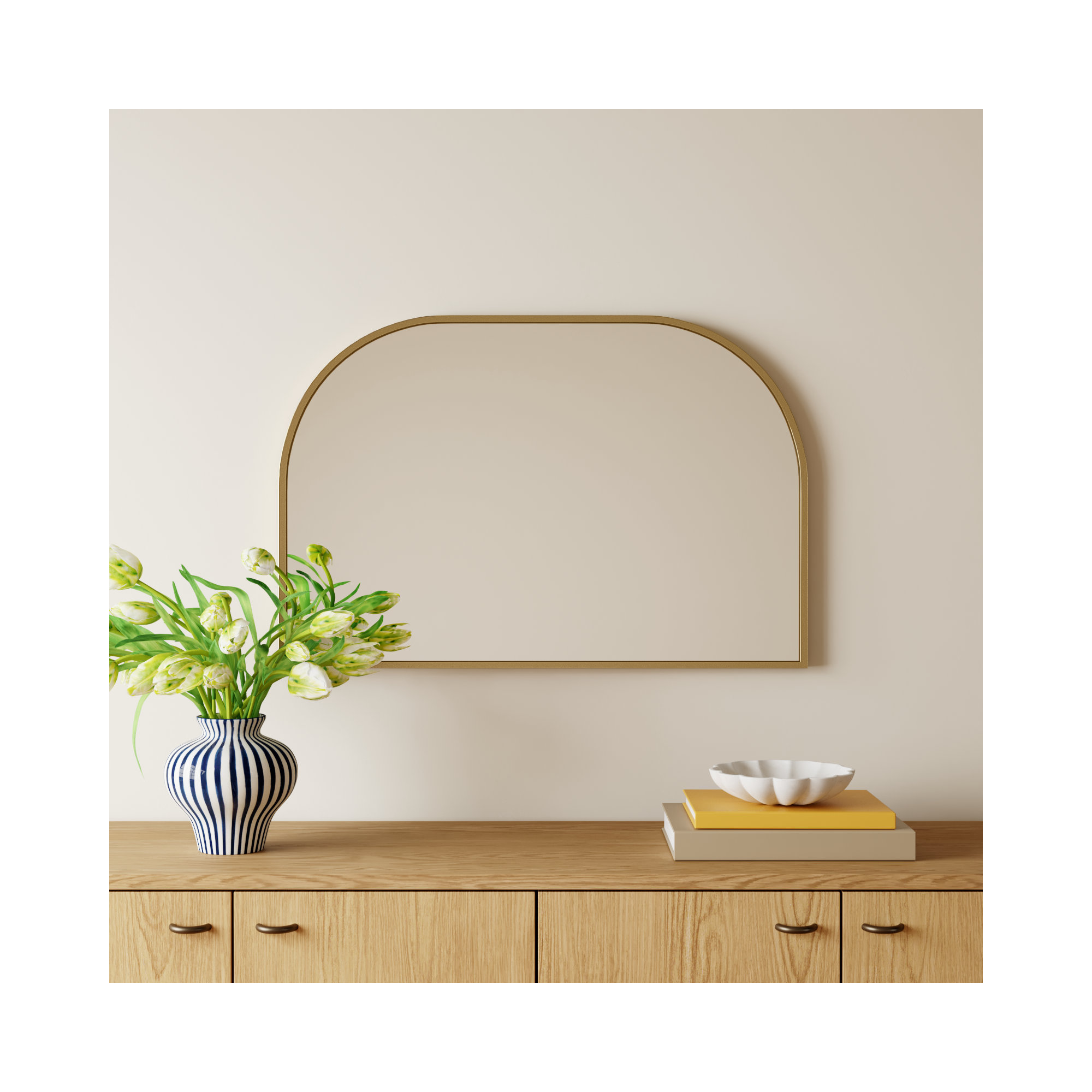Sabine Metal Wide Arch Wall Mirror, 24" x 36", Brass