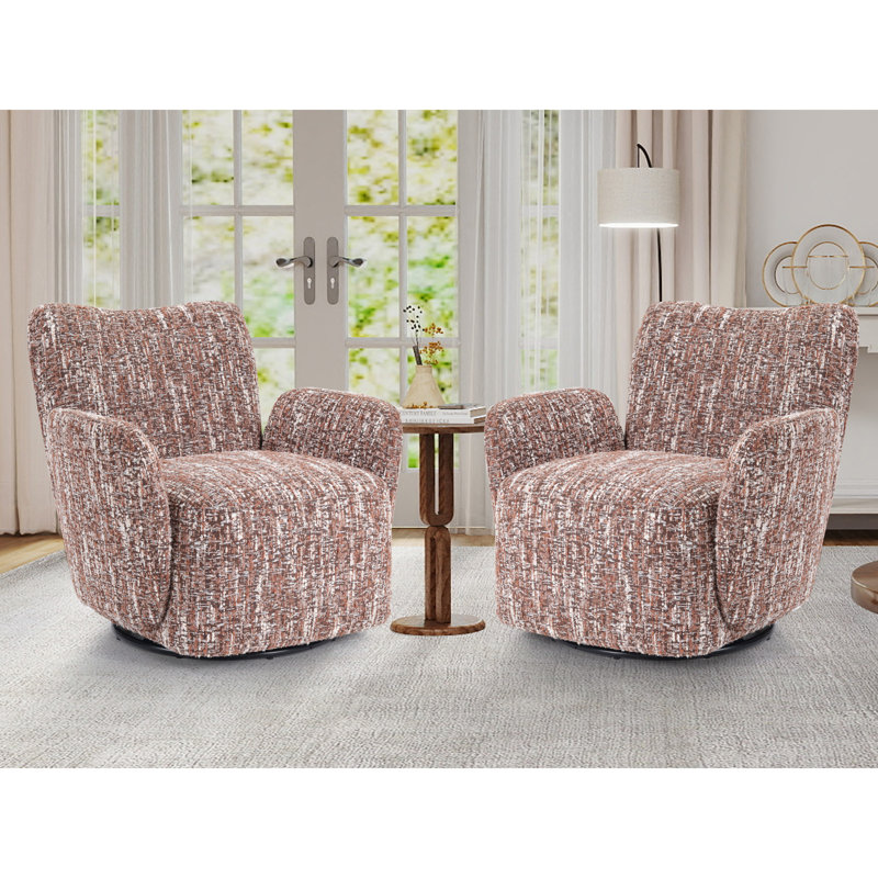 Ensemble de 2 fauteuils d'appoint pivotants 30,5 po, Brun-rouge