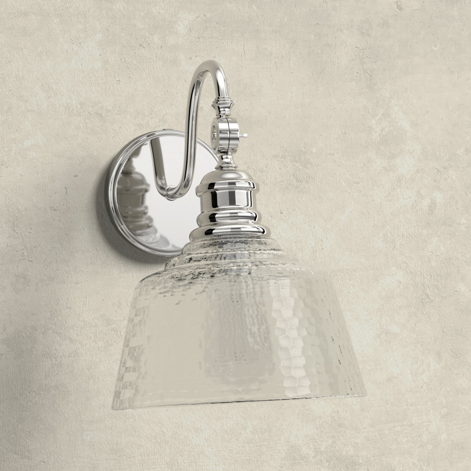 Lindholm Single Light Dimmable Armed Sconce, Polished Nickel