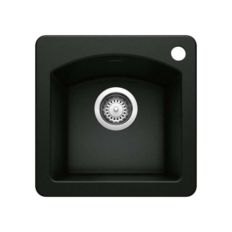 Évier de bar à double montage 15 po Diamond SILGRANIT - Noir charbon, Noir charbon