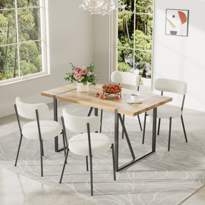 Rectangular Wooden Top Dining Table Set