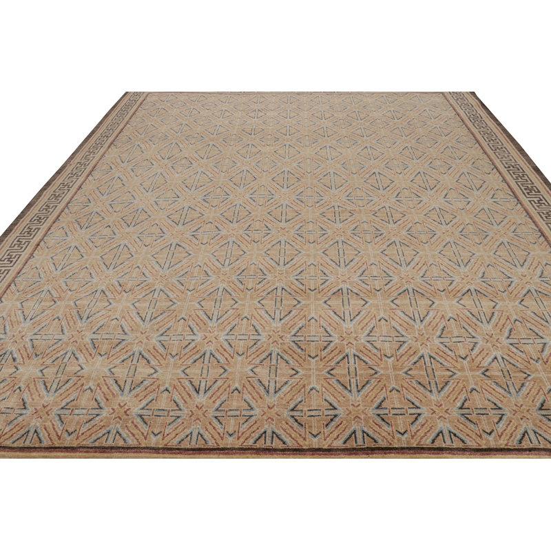 Burano Hand Knotted Wool Geometric Area Rug, Rectangle 10' x 14'
