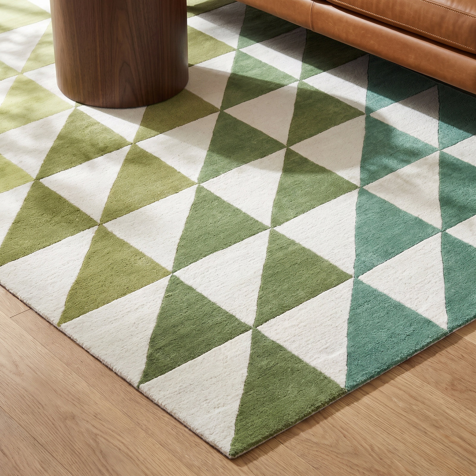 Glory Lime Green Hand-Tufted Geometric Wool Rug, Rectangle 9' x 12'