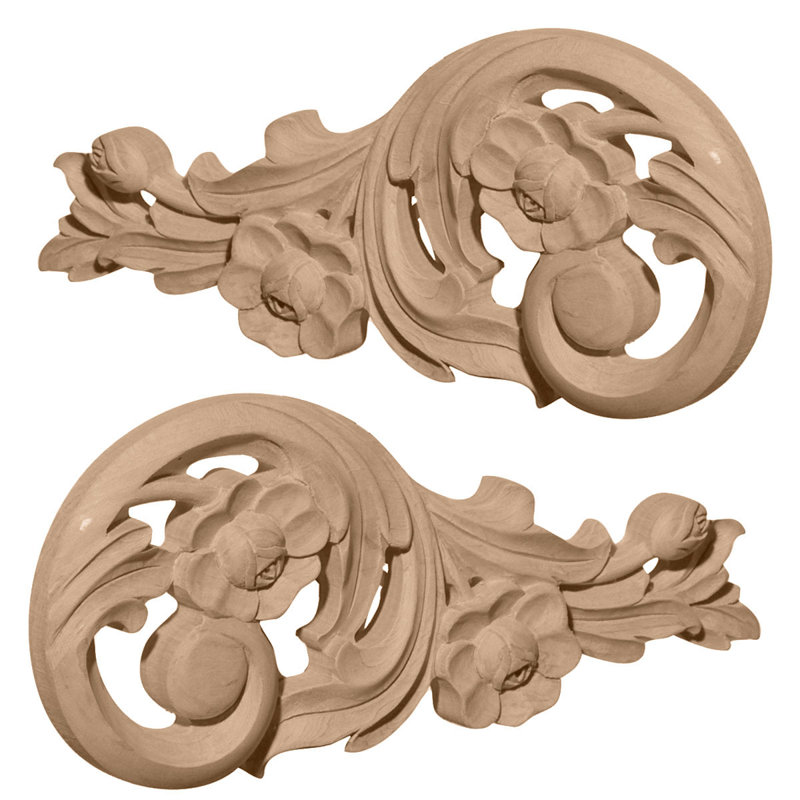 Springtime Scrolls (Pair), 3.5" H x 7.5" W x 0.5" D, Maple