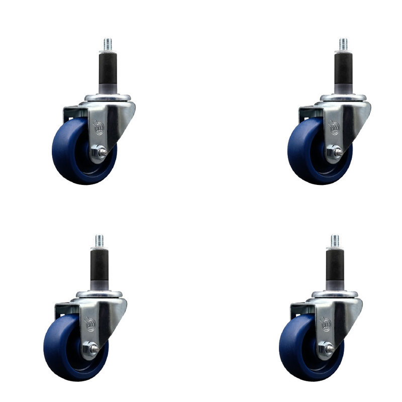 Ensemble de roulettes extensibles pivotantes en polyuréthane solide de 3 po 1-1 / 8 po SS 3 pouces