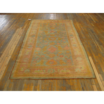Decorative Antique Faded Blue Color Small Size Tribal Turkish Oushak Area Rug