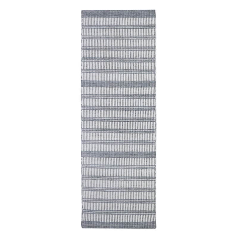 Pebble Striped Area Rug in Blue Gray, Runner 2'6" x 12'