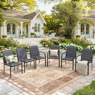 Outdoor Stacking Patio Dining Armchair Set Of 6