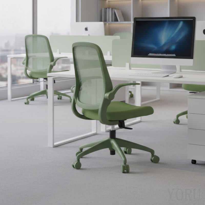 Ergonomic Color Office Chair 350lbs, Home Office, Mesh Back, Integrated Molded Foam, Comfortable Sitting, Flipping Armrest, Fireproof, Rotating, Lifting Multifunctional Chair (Green)