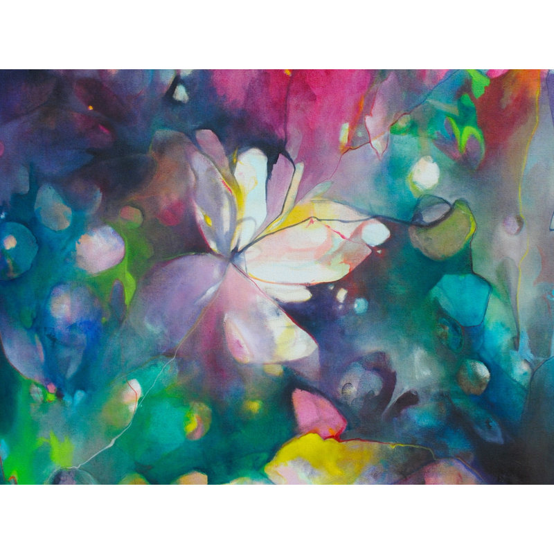 «Neon Landscape 3» par Mary Sullivan - Peinture, H 25,25 po x l 31,25 po, Papier avec cadre noir