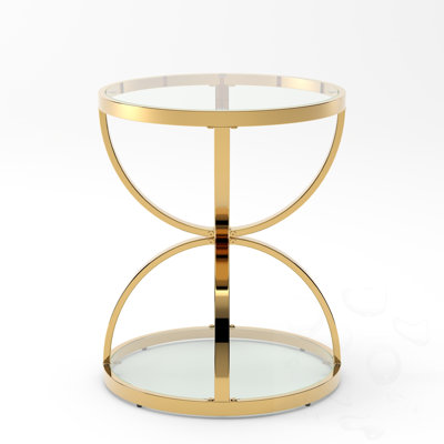 2 Tiers Ring-Shaped Glass Side Table