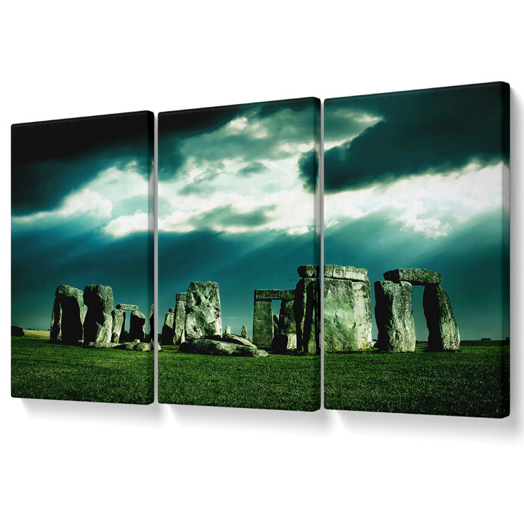 Ebern Designs Stonehenge Sunblaze - 3 Piece Wrapped Canvas Graphic Art ...