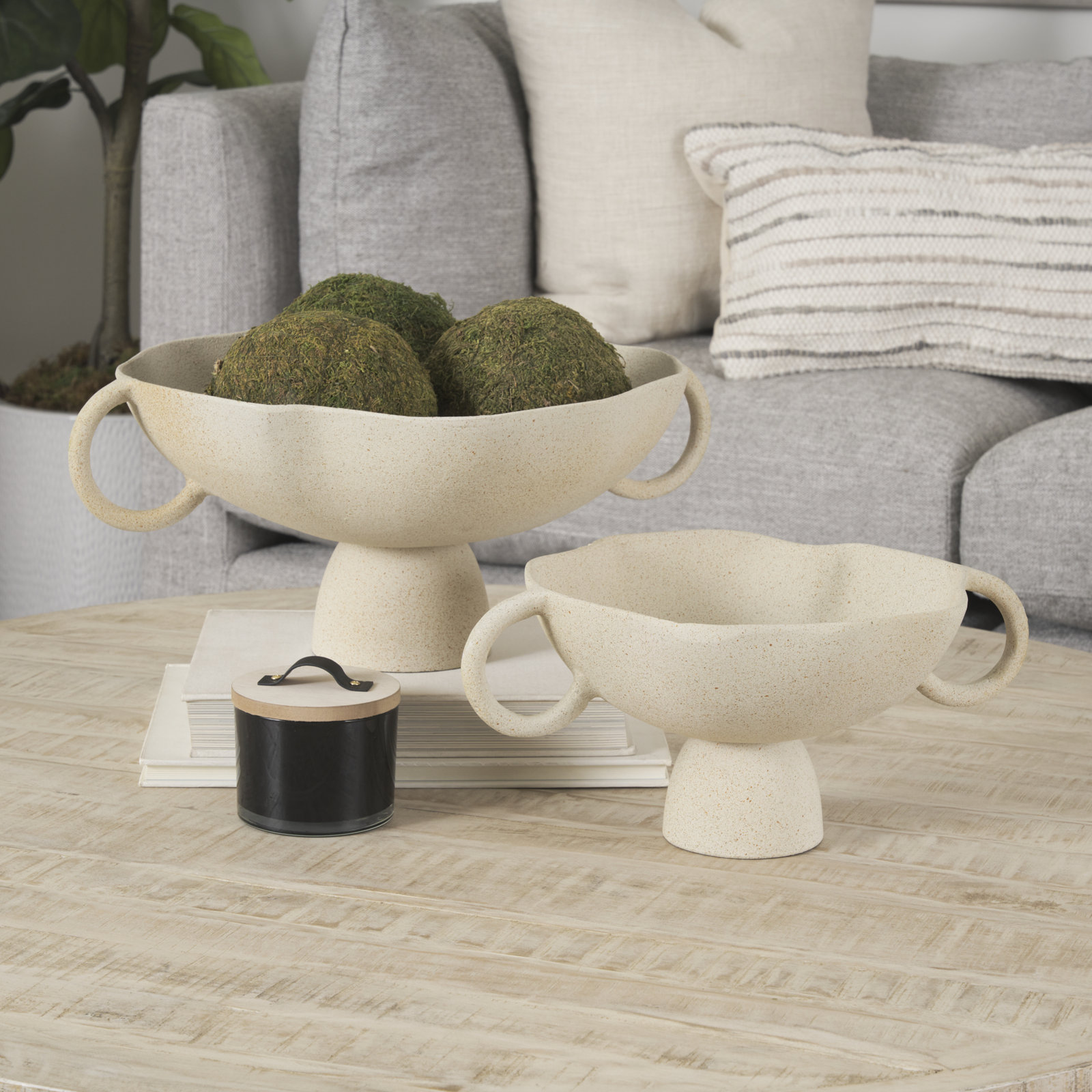 Sabine Aluminum Decorative Bowl 1, 6.75" H x 15.55" W x 11.22" D, Beige