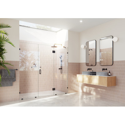 Stellar 75.5 in. x 78 in. Fully Frameless 3 Panel Inline Hinge Shower Door
