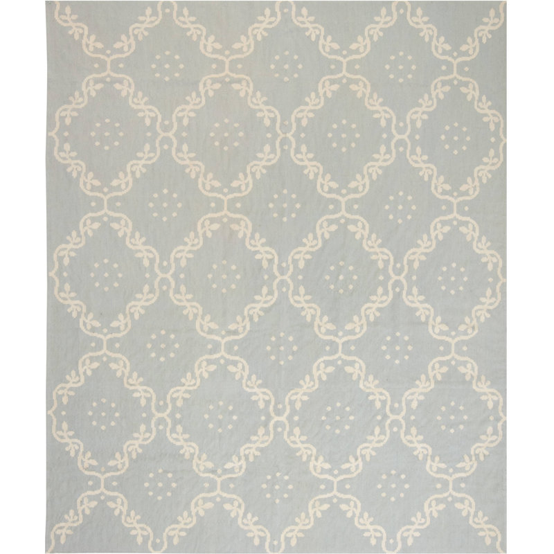 Tapis bleu / blanc moderne 7 pi 10 po x 9 pi 10 po Aubusson