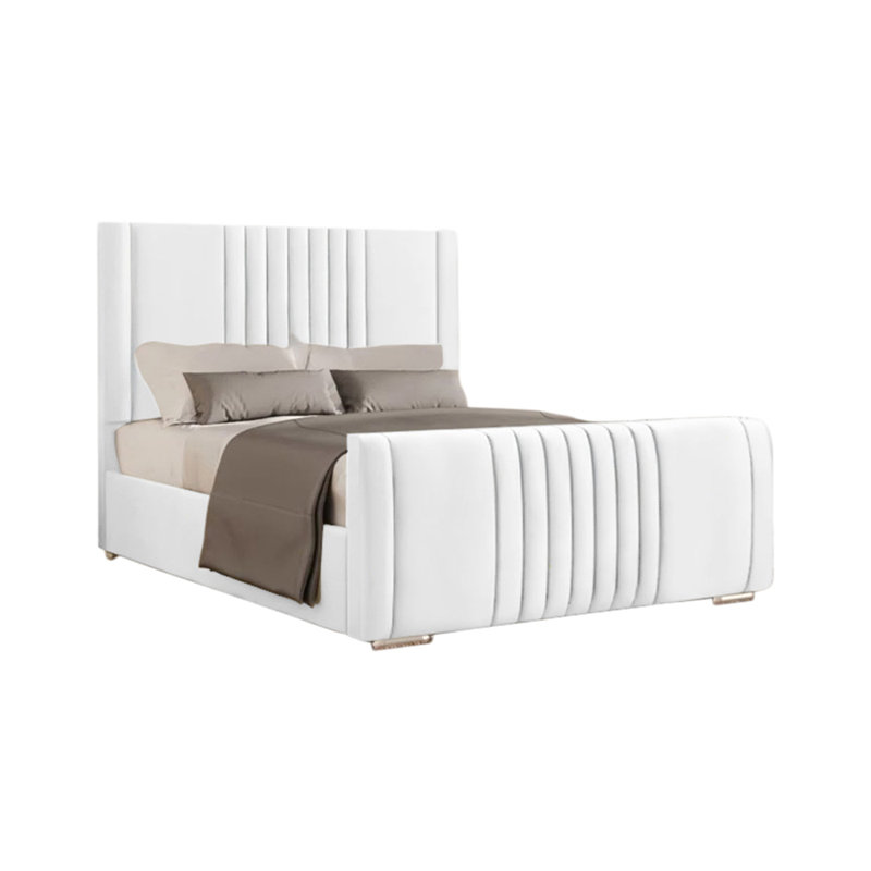 Ganador Upholstered Bed, White, Double (4'6)