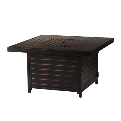 Margrett Square Aluminum Propane Smokeless Fire Pit Table with Hidden Fuel Tank