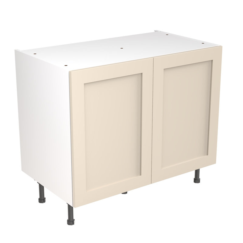 KitchenKit Flatpack Shaker Ultra Matt Base Unit, 87cm H x 100cm W x 57cm D, Cashmere