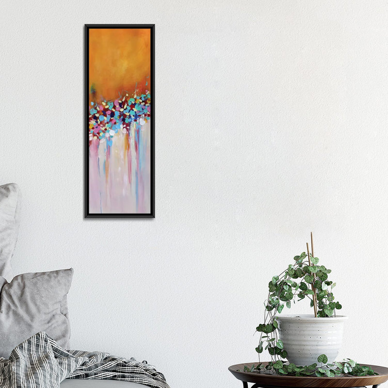 « abstract jardin v », impression sur toile, H 36 po x l 12 po x P 1,5 po, Cadre noir