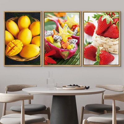 Mangue, fruit du dragon et fraise, nourriture, photographie, fruits, réalisme, chic, gros plan, ultra