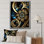 «Fractal Flower» en rétro or et bleu sarcelle foncé sur toile