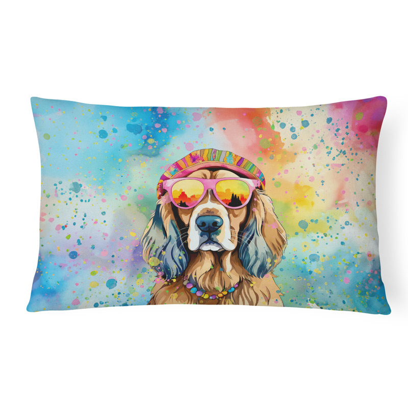 Coussin décoratif en tissu Cocker Spaniel Hippie Dawg, 12" x 16", Rectangulaire