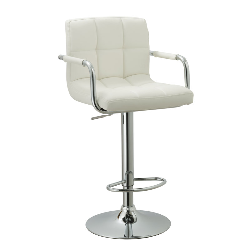 Gleneagles Swivel Upholstered Adjustable Height Counter Stool with Metal Frame, White