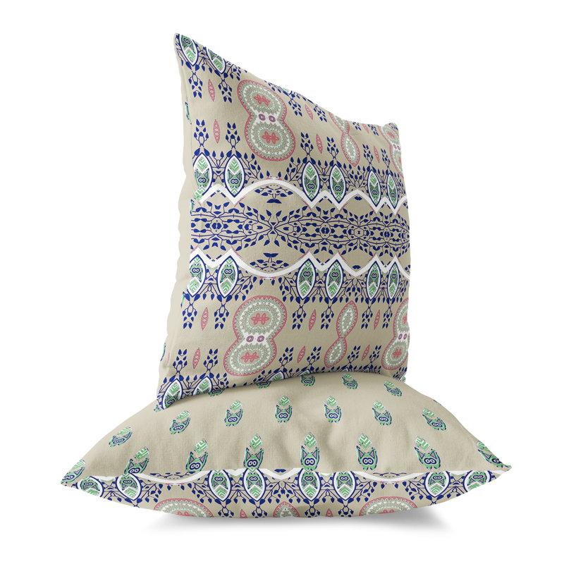 Paisley Oasis Paisley Outdoor Reversible Throw Pillow, 18" x 18"