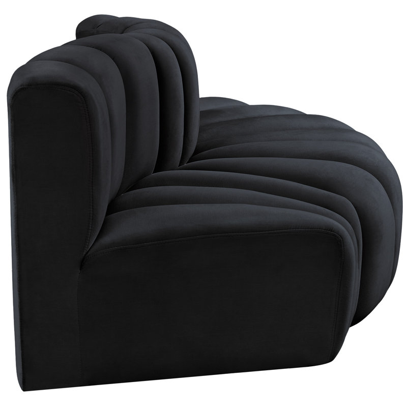 Iyre Upholstered Curved Sectional Reversible, Black Velvet