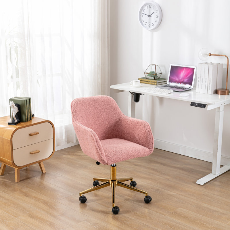 Chaise de bureau rotative à hauteur ajustable 360 ° avec pieds en métal dorés et roue universelle