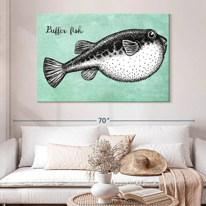 Brampt Puffer Fish Sketch, 34" H x 51" W