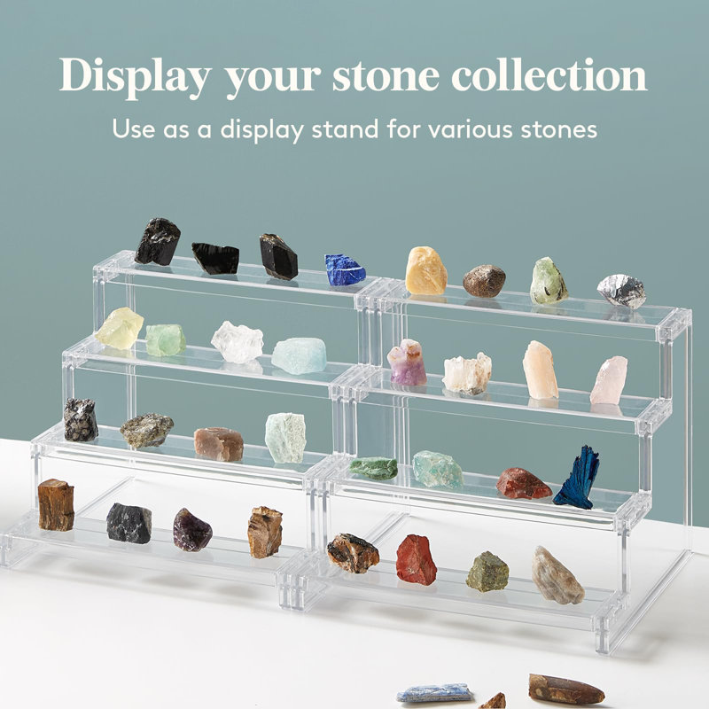 4 Tier Clear Display Risers Stand, Desktop Display Stand For Organize And Decoration