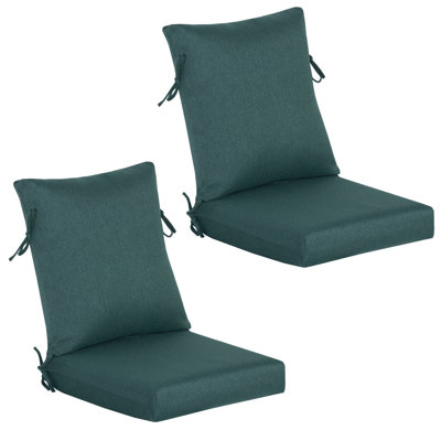 Coussin de chaise de salle à manger pliable extérieur / intérieur 20 po x 42 po avec sangle (ensemble de 2) - Conception résistante à l'eau