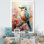 Beige et bleu, oiseaux chanteurs de la nature élégante sur toile