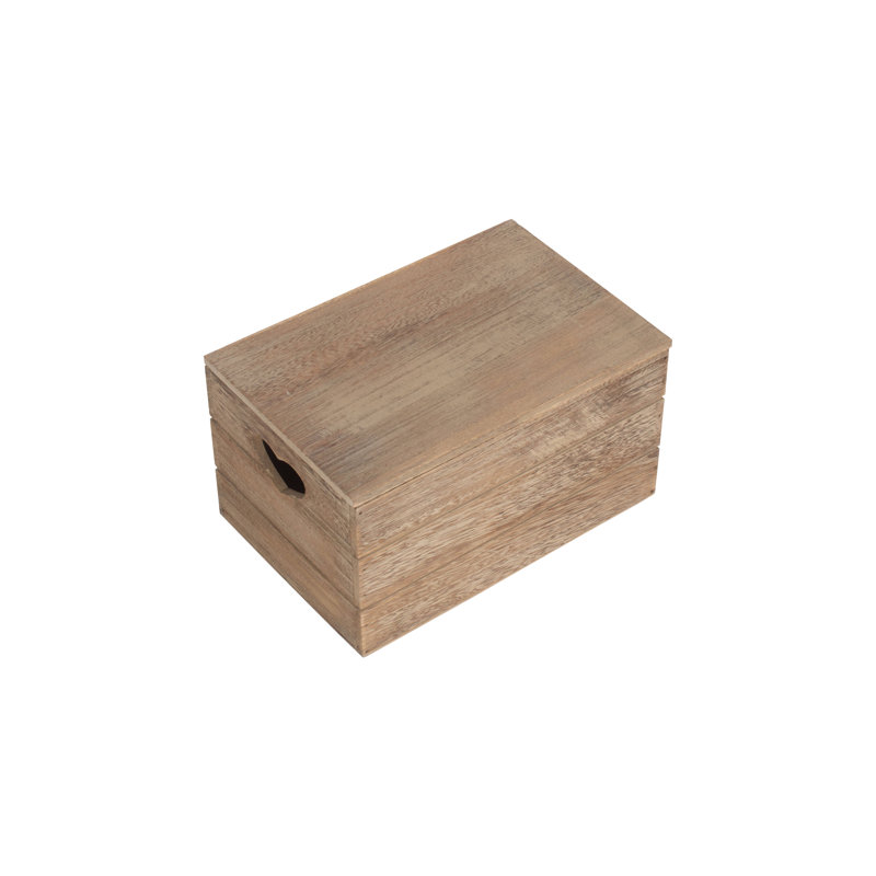 Wooden Lidded Storage Box with Heart Cut Outs, 20cm W x 30cm D, Natural