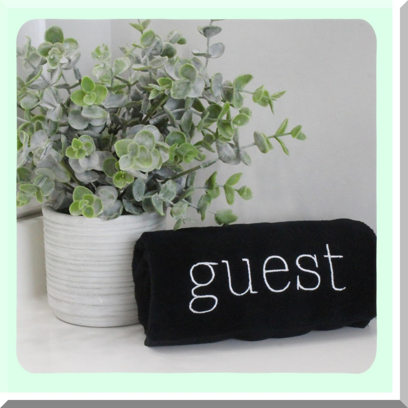 Elegant Monogrammed Guest Towels - Set of 2, Black