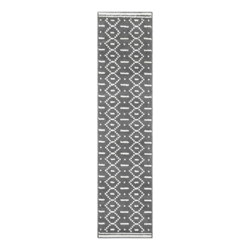 Tapis Ivy Bronx Begna Nathanyl gris, Tapis de couloir 2 pi x 8 pi