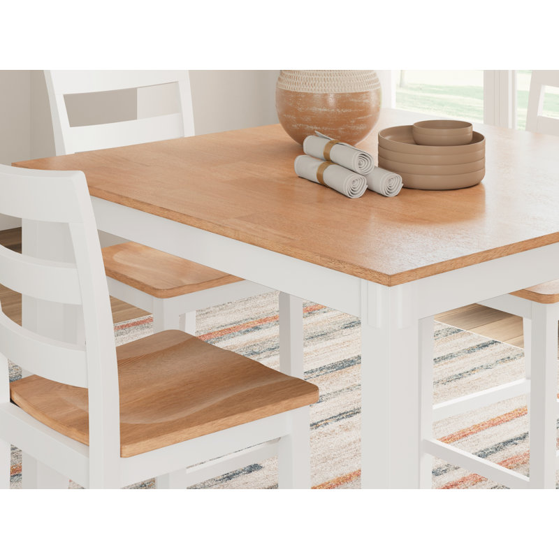 Malkin Counter Height Dining Table And 4 Barstools, Set Of 5, White