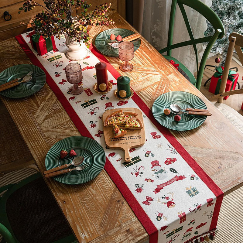 Chemin de table Jacquard Tassel - Rouge